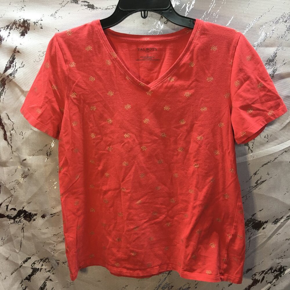 Talbots Women's V-Neck Short Sleeve Shirt